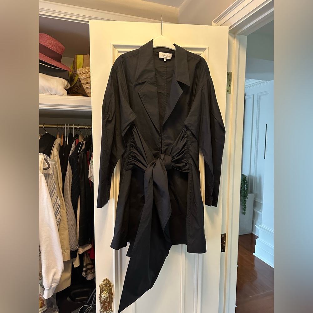 L’academie cotton black mini wrap shirt dress